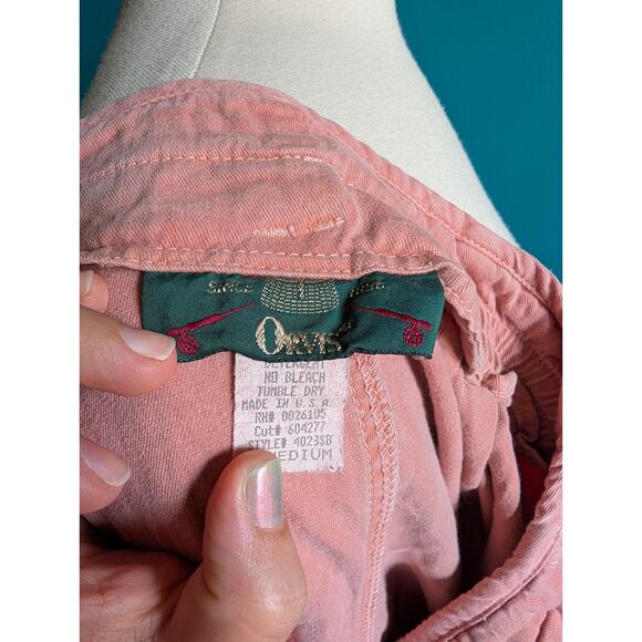 Vintage Pink Button Front Midi Skirt Cabincore A-Line Cotton Medium Large - Picture 5 of 7